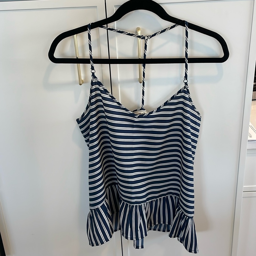 Abercrombie & Fitch blue and white striped top